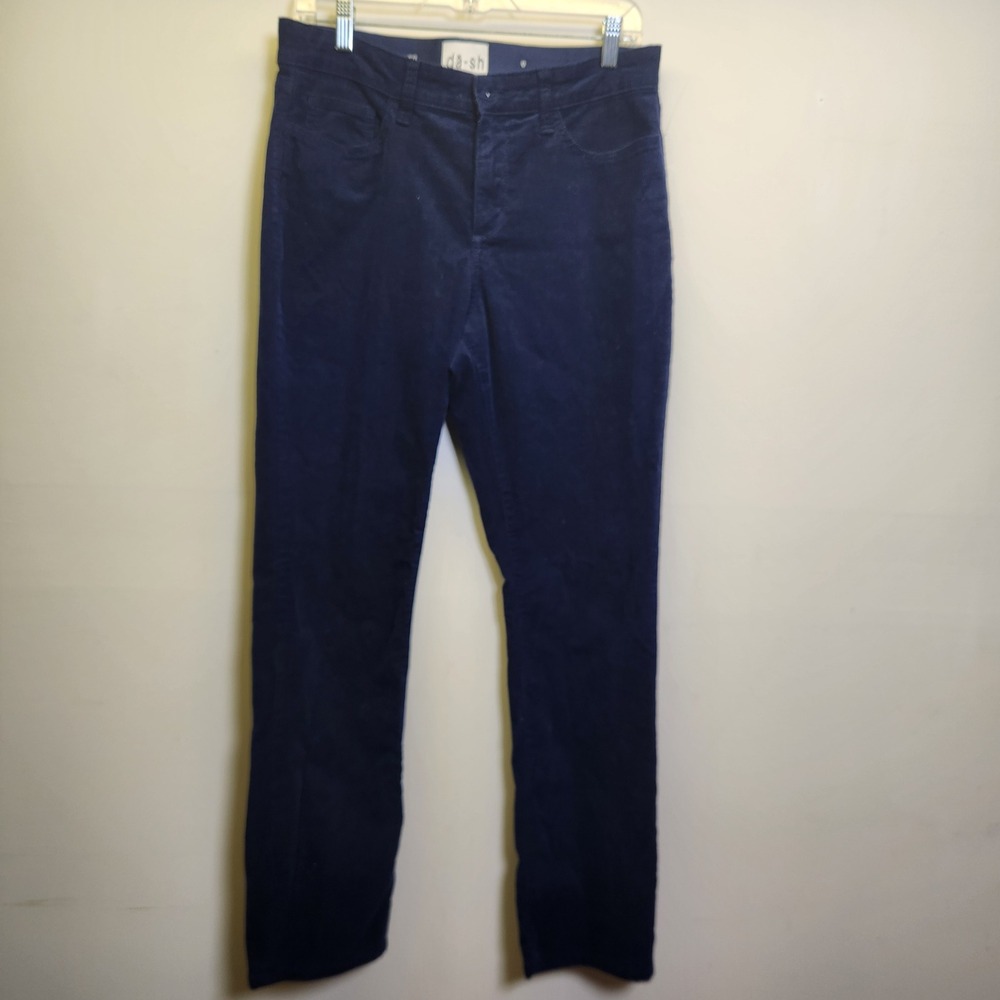 Da-sh Straight Leg Navy Blue Pinwale Corduroy Pants Sz 8 Midrise Stretch Waist